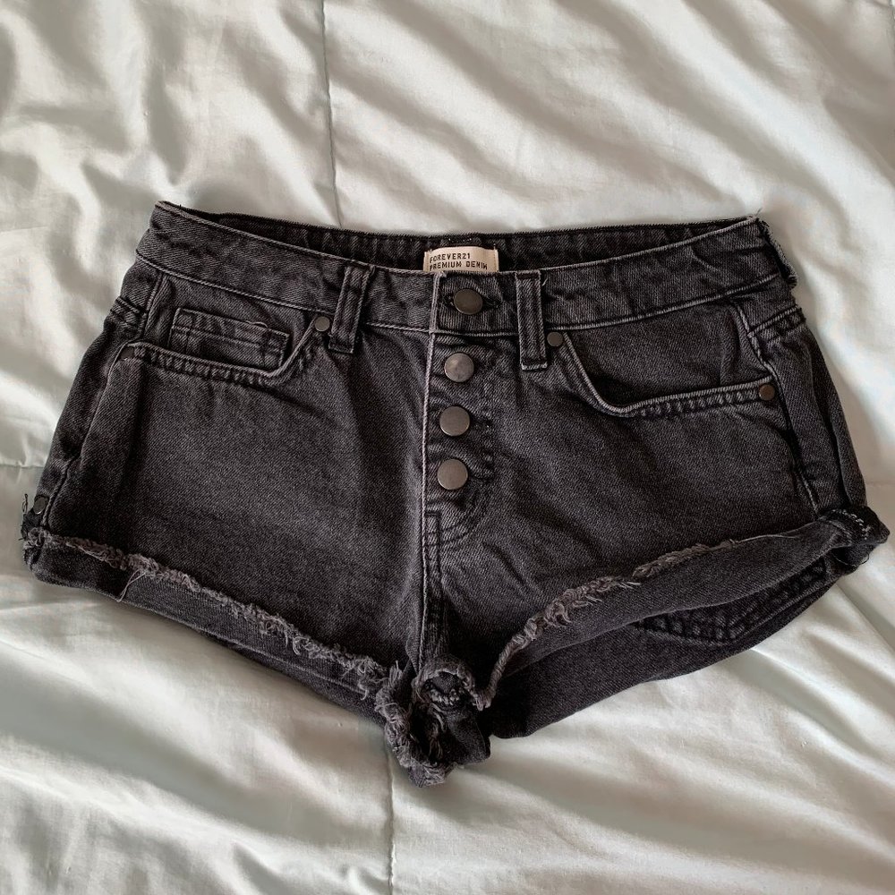 Forever 21 Premium Black Denim Shorts